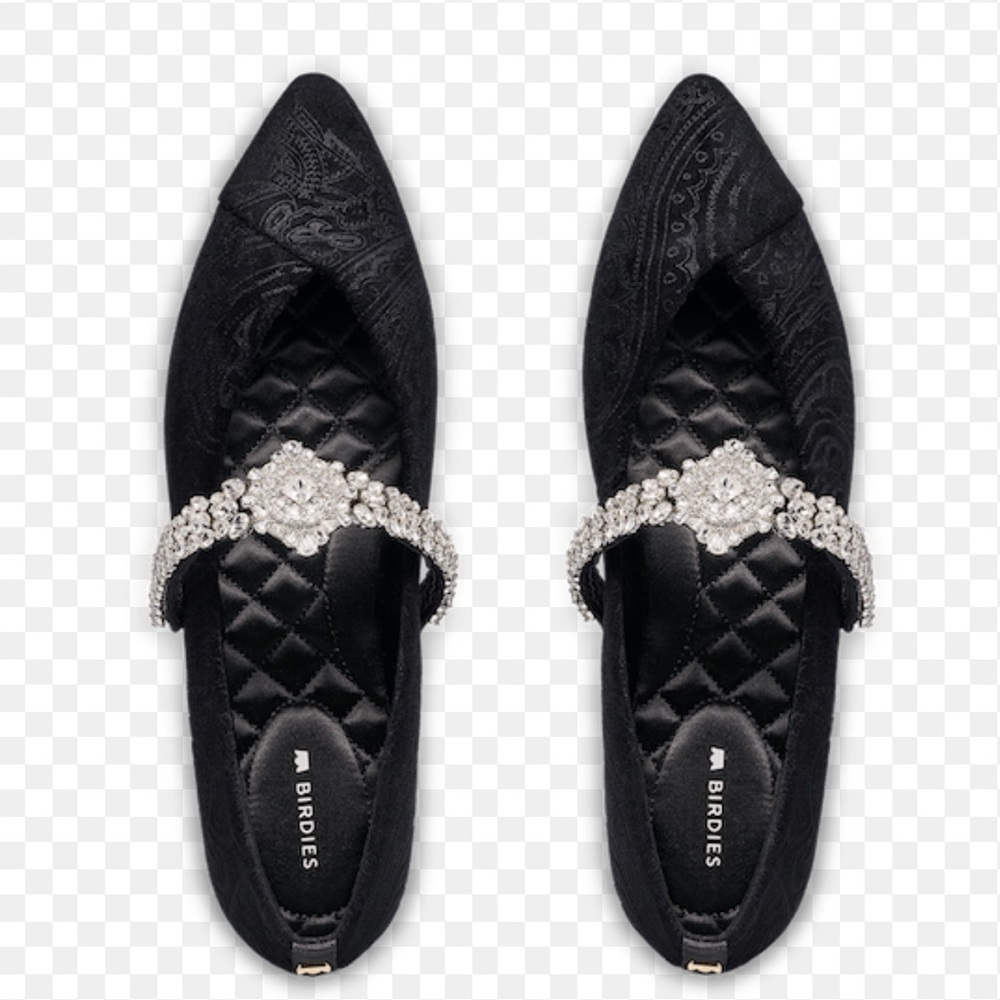 NWOT Birdies goldfinch Rhinestone Black velvet Mary Jane SZ 7 FREE SHIP